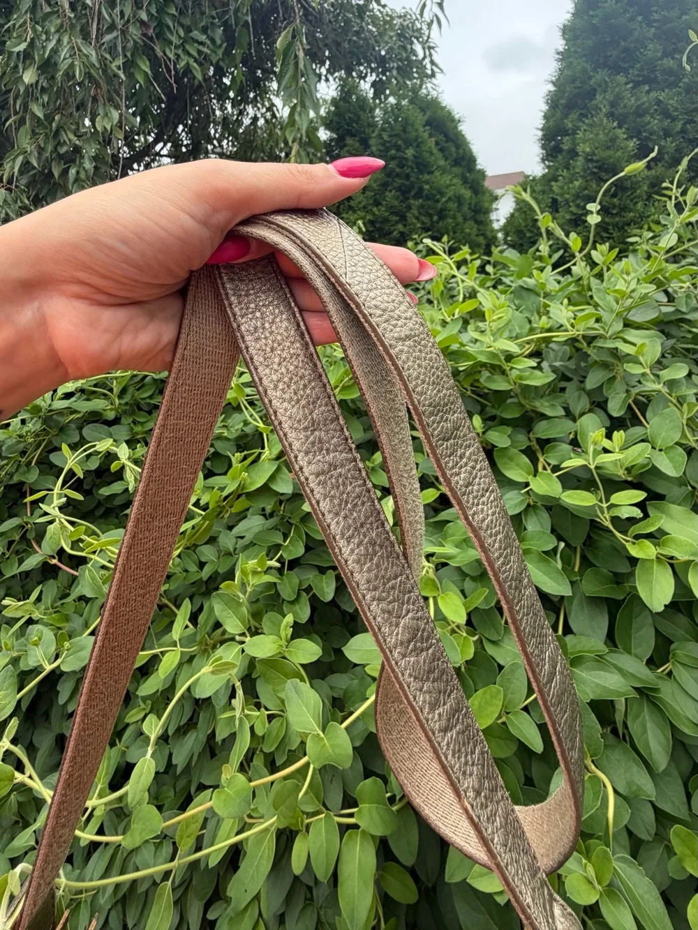 Fossil Metallic Taupe Pebbled Leather Crossbody with Scarf Accent